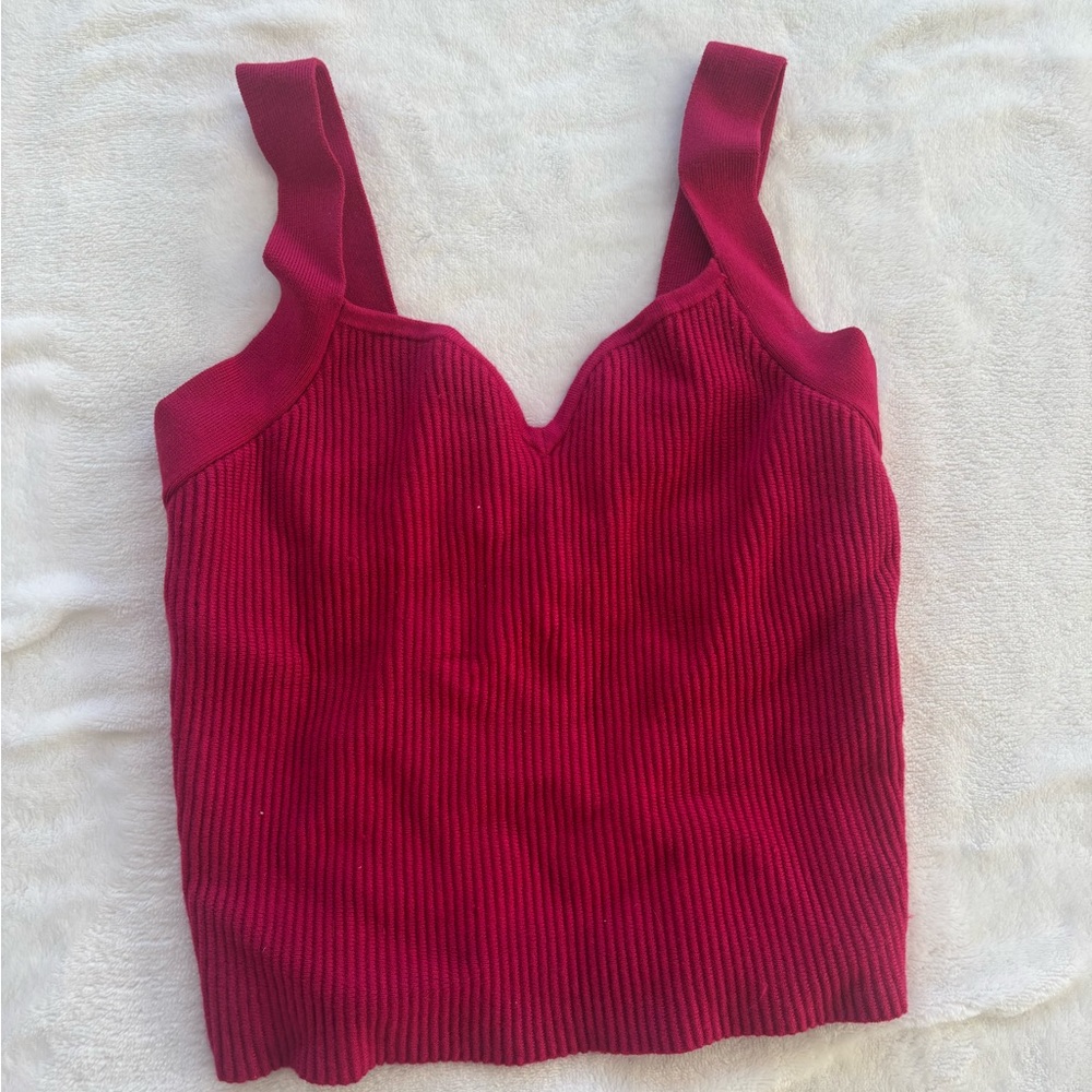 Abercrombie & Fitch Red Ribbed Camisole